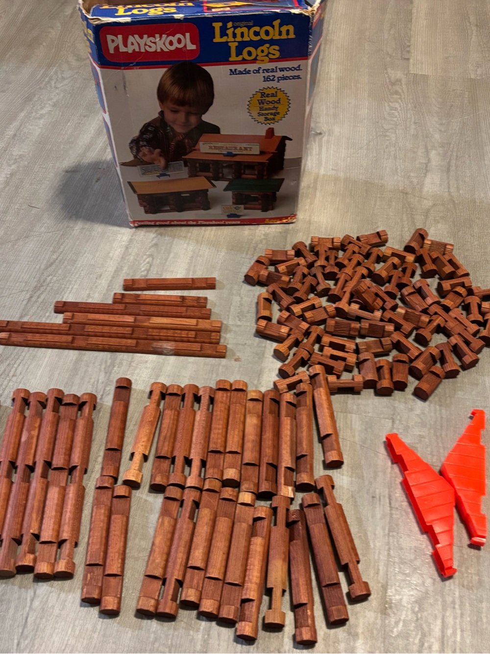Lot Of Vintage Lincoln Logs 1989 With Box Various Piece Not Complete Set 80’s